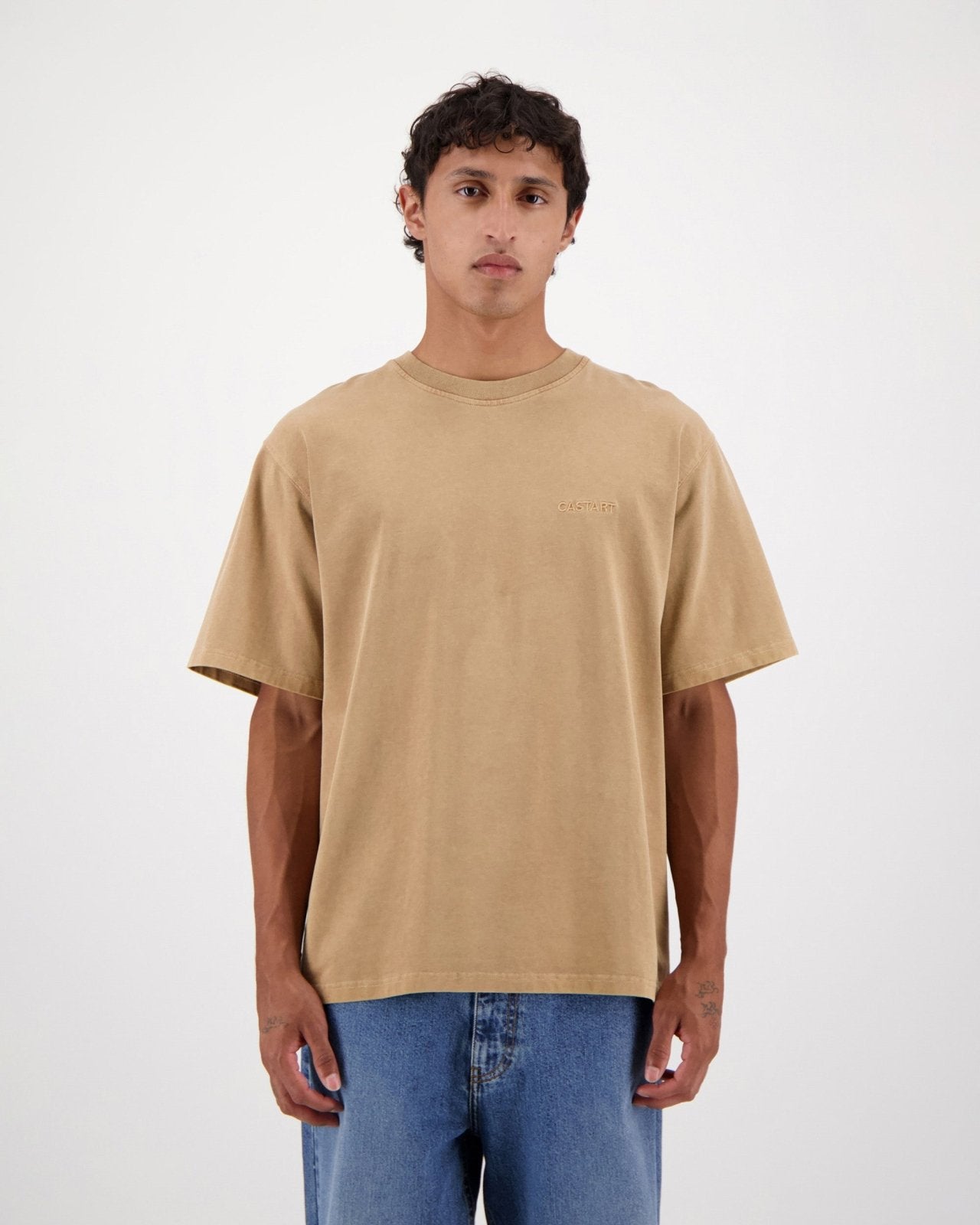 stonewash tee - light brown - Castart
